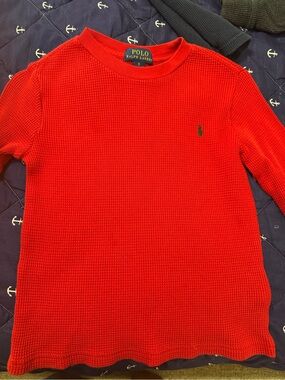 Polo by Ralph Lauren Red Waffle Thermal Crewneck Sweater